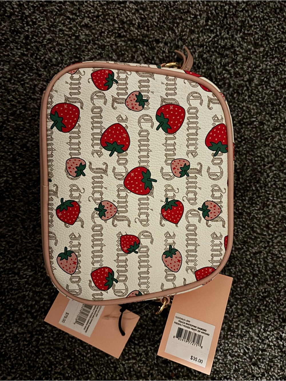 Juicy Couture Pink Strawberry Print Cosmetic Case